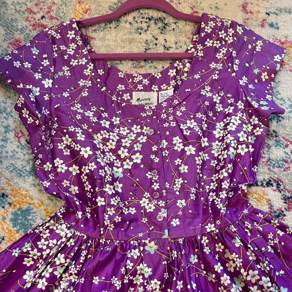 Vintage Murray Meisner (70’s/80’s) Purple Cherry Blossom Dress - Picture 5 of 10